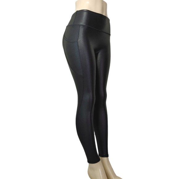 Retro Gong Womens Faux Leather Ankle Leggings Stretch High Waisted Size S - Picture 5 of 13